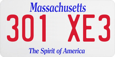MA license plate 301XE3
