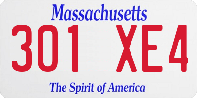 MA license plate 301XE4