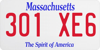 MA license plate 301XE6