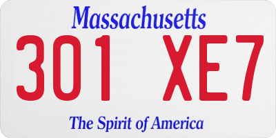 MA license plate 301XE7