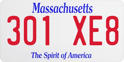 MA license plate 301XE8