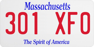 MA license plate 301XF0
