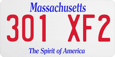 MA license plate 301XF2
