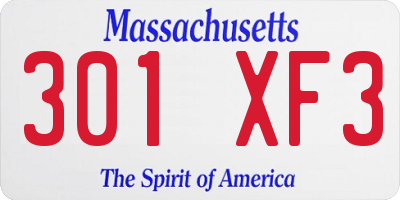 MA license plate 301XF3