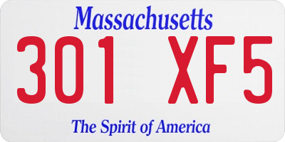 MA license plate 301XF5