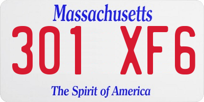 MA license plate 301XF6
