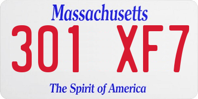 MA license plate 301XF7