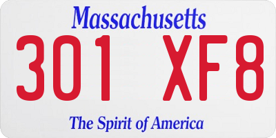 MA license plate 301XF8