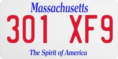 MA license plate 301XF9
