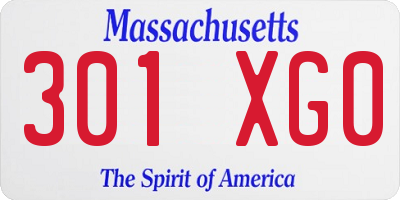 MA license plate 301XG0