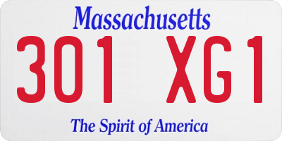 MA license plate 301XG1