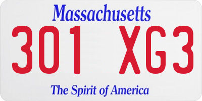 MA license plate 301XG3