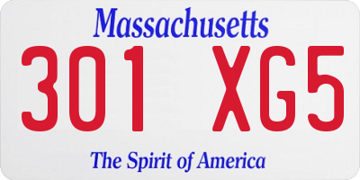 MA license plate 301XG5