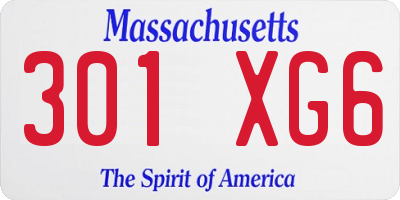 MA license plate 301XG6