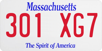 MA license plate 301XG7