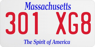 MA license plate 301XG8