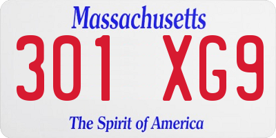 MA license plate 301XG9