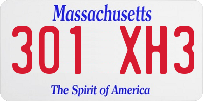 MA license plate 301XH3