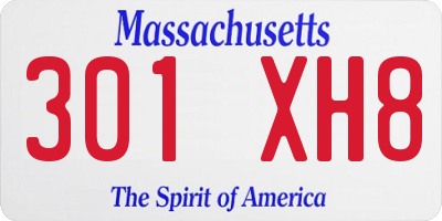 MA license plate 301XH8