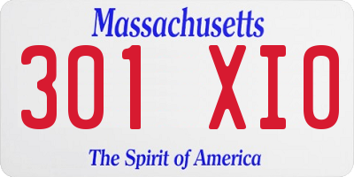 MA license plate 301XI0