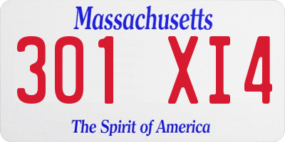 MA license plate 301XI4