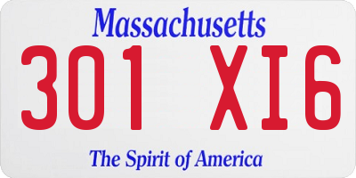 MA license plate 301XI6