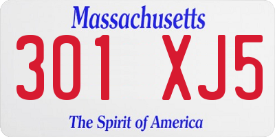 MA license plate 301XJ5