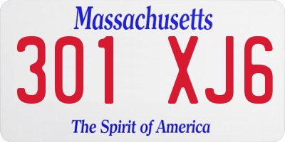 MA license plate 301XJ6