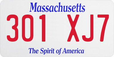 MA license plate 301XJ7