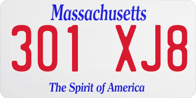 MA license plate 301XJ8