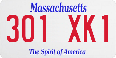 MA license plate 301XK1