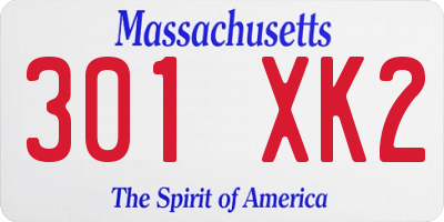 MA license plate 301XK2