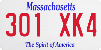 MA license plate 301XK4