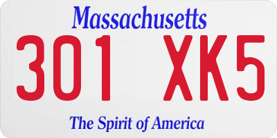 MA license plate 301XK5