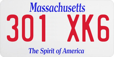 MA license plate 301XK6