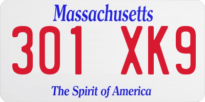 MA license plate 301XK9