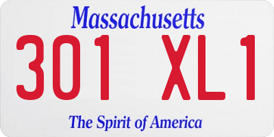 MA license plate 301XL1