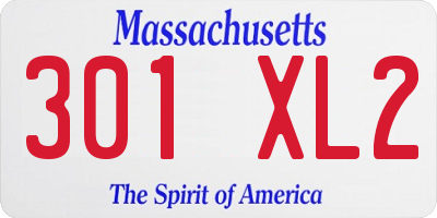 MA license plate 301XL2