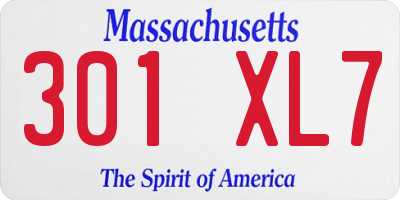 MA license plate 301XL7