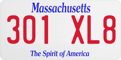 MA license plate 301XL8