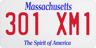 MA license plate 301XM1