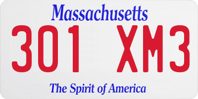 MA license plate 301XM3