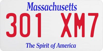 MA license plate 301XM7