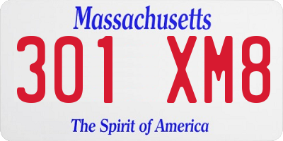MA license plate 301XM8