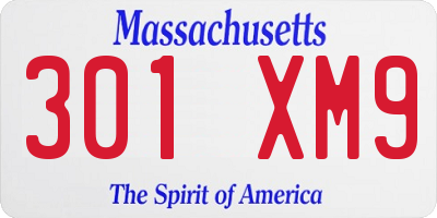MA license plate 301XM9