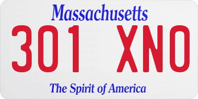 MA license plate 301XN0