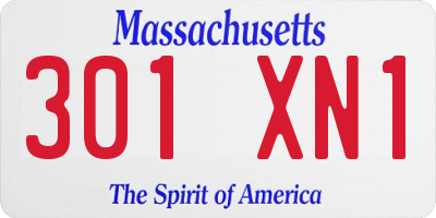 MA license plate 301XN1