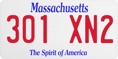MA license plate 301XN2