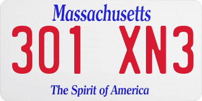 MA license plate 301XN3