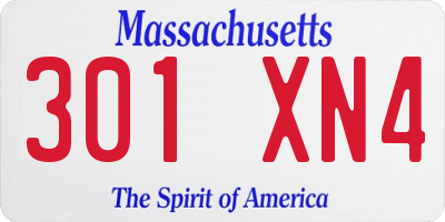 MA license plate 301XN4